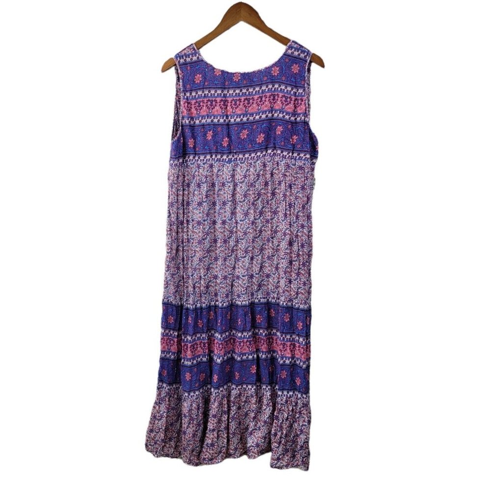 Vintage LA Cera Patio Dress Plus size 2X 18/20 Muumuu Caftan Kaftan Gauze blue - Picture 5 of 6